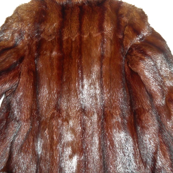 Vintage Glossy Chocolate Brown Mink Jacket Fur - Picture 6 of 7